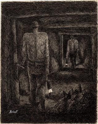 Lot 3 - George Bissill (1896-1973) Miners in Gallery...
