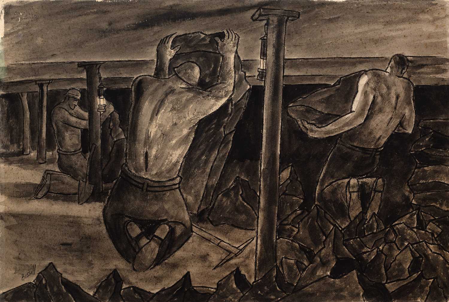 Lot 17 - George Bissill (1896-1973) Miners Hauling...