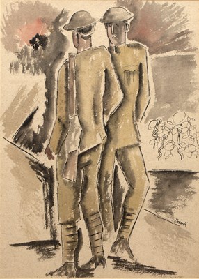 Lot 9 - George Bissill (1896-1973) Two Soldiers signed...