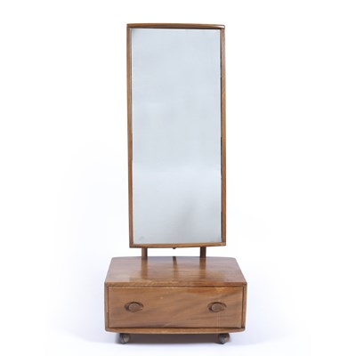 Lot 113 - Ercol 'Windsor' elm cheval mirror, 152cm high...