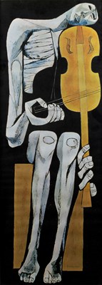 Lot 128 - Oswaldo Guayasamin (1919-1999) 'The Violinist'...