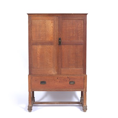 Lot 115 - Heals oak linen cupboard, circa 1905, stamped...