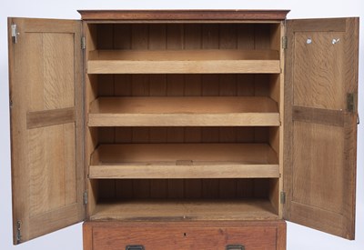 Lot 115 - Heals oak linen cupboard, circa 1905, stamped...