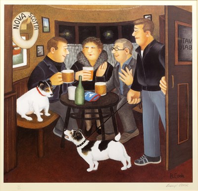 Lot 319 - Beryl Cook (1926-2008) 'In the snug'...