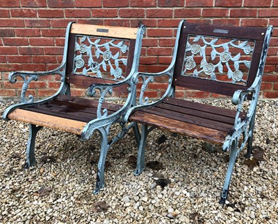 Lot 568 - A pair of modern painted cast iron framed...