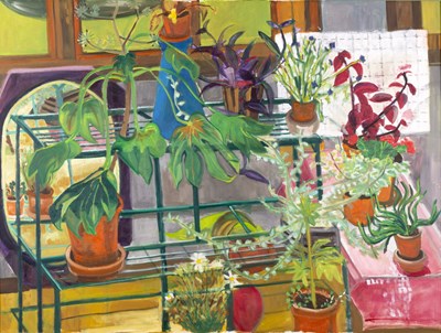Lot 87 - Modern British School The Greenhouse oil on...