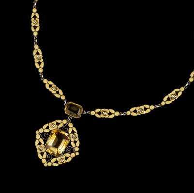 Lot 727 - Bernard Instone (1891-1987) Yellow enamel and...