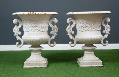 Lot 502 - A pair of Victorian white-painted cast iron...