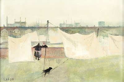 Lot 391 - Janet Ledger (b.1931) Wash Day signed (lower...