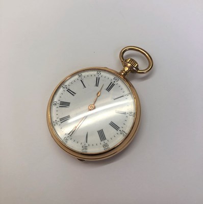 Lot 302 - An open face fob watch, the circular white...