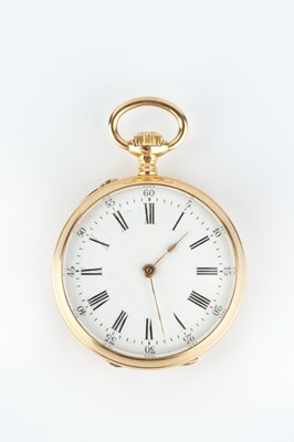 Lot 302 - An open face fob watch, the circular white...