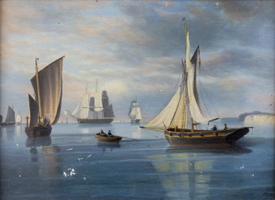 Lot 90 - J.Clay (19th Century) Boats with white cliffs...