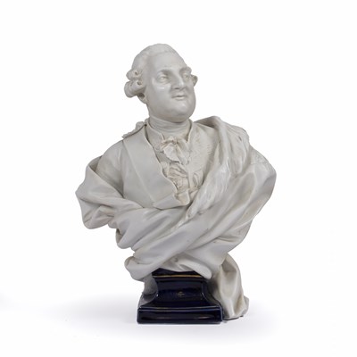 Lot 116 - A white ceramic bust of a French nobleman with...