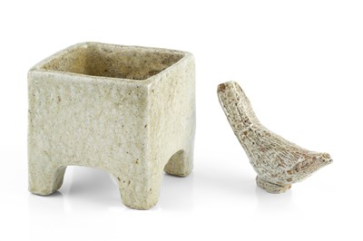 Lot 536 - Sarah Walton (b.1945) Footed square pot...