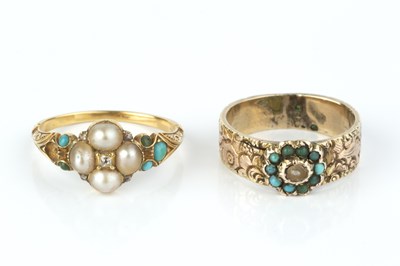 Lot 128 - A 19th century half pearl, turquoise and...