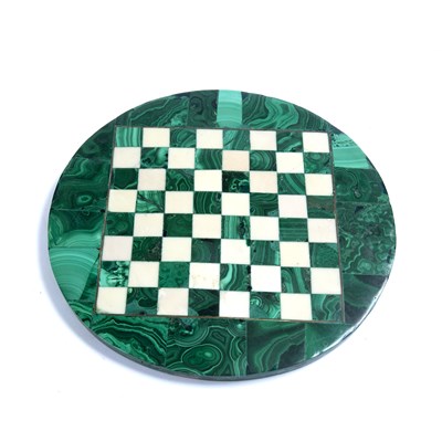 Lot 61 - A Malachite circular chessboard, with gilt...