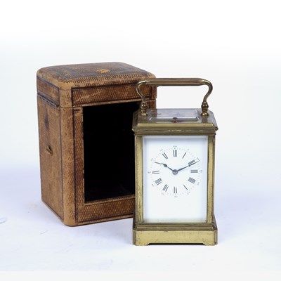 Lot 62 - A 19th century brass carriage clock, with...