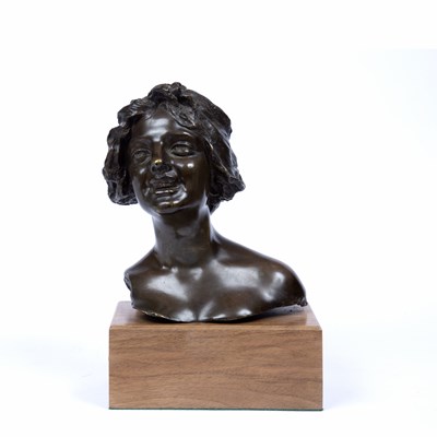 Lot 63 - An Italian bronze bust of a young girl, by...