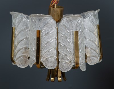 Lot 234 - A late 20th century hanging brass and glass...