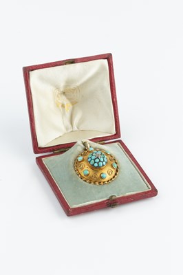 Lot 10 - A Victorian turquoise and diamond set pendant,...