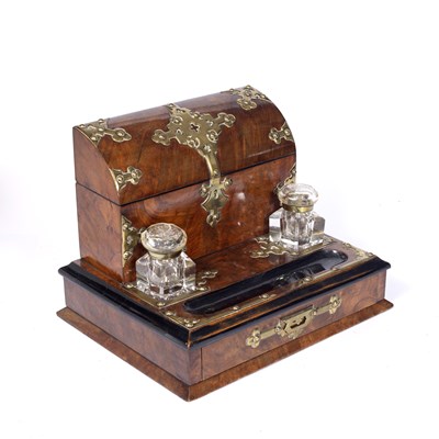 Lot 96 - A Victorian figured walnut and brass mounted...