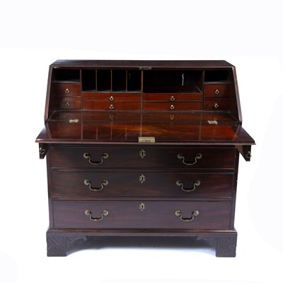 Lot 3 - A George III mahogany bureau, the fall...