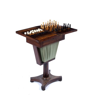 Lot 21 - A William IV mahogany games and work table,...