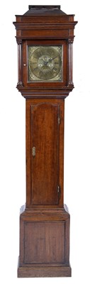 Lot 28 - A George III oak longcase clock, the hood with...