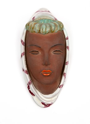 Lot 210 - A Goldscheider glazed terracotta wall mask...