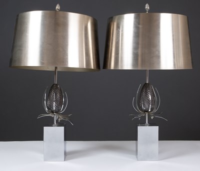 Lot 461 - A pair of steel Maison Charles 'Chardon' table...