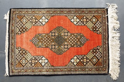 Lot 149 - A Persian silk Qum mat with central star...