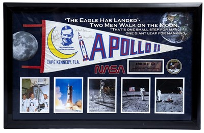 Lot 94 - A commemorative Nasa Apollo II pennant, signed...