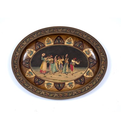 Lot 39 - A late 19th century Sorrento ware oval tray,...