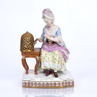 Lot 428 - Meissen figure, Touch the lady seated by a...