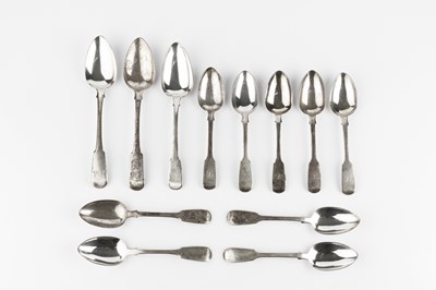 Lot 641 - A set of nine early Victorian silver fiddle...