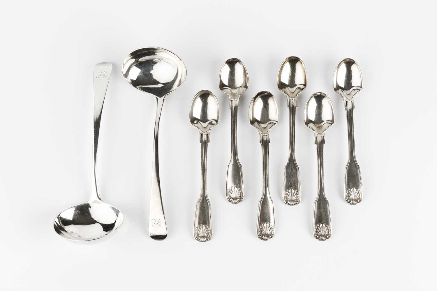 Lot 642 - A set of six George IV silver fiddle, thread...