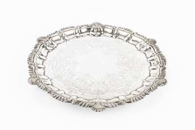 Lot 648 - An Edwardian silver salver, with shaped...