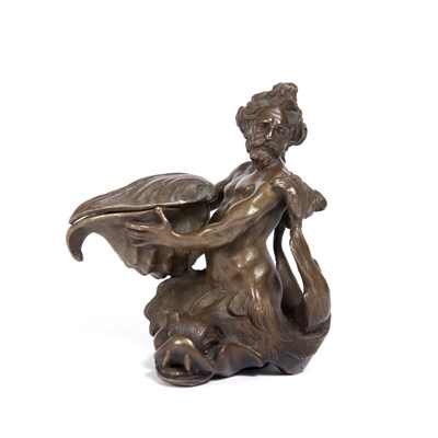 Lot 190 - A 17th century bronze ink well, dolphin...