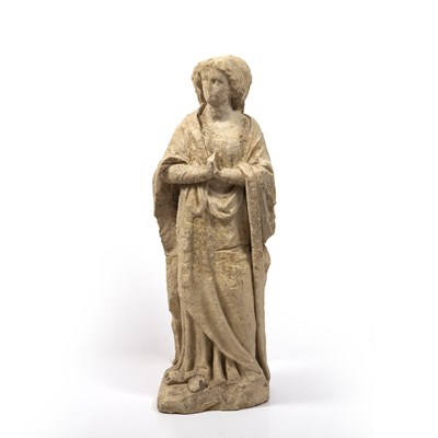 Lot 195 - A early English carved limestone figure of a...