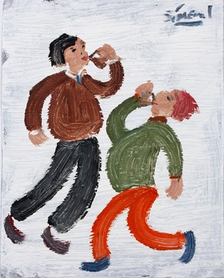 Lot 447 - Simeon Stafford (b.1956) Two Boys signed...