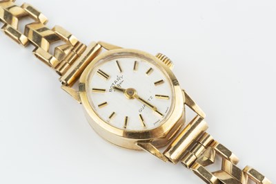 Lot 294 - A lady's 9ct gold bracelet watch by Rotary,...