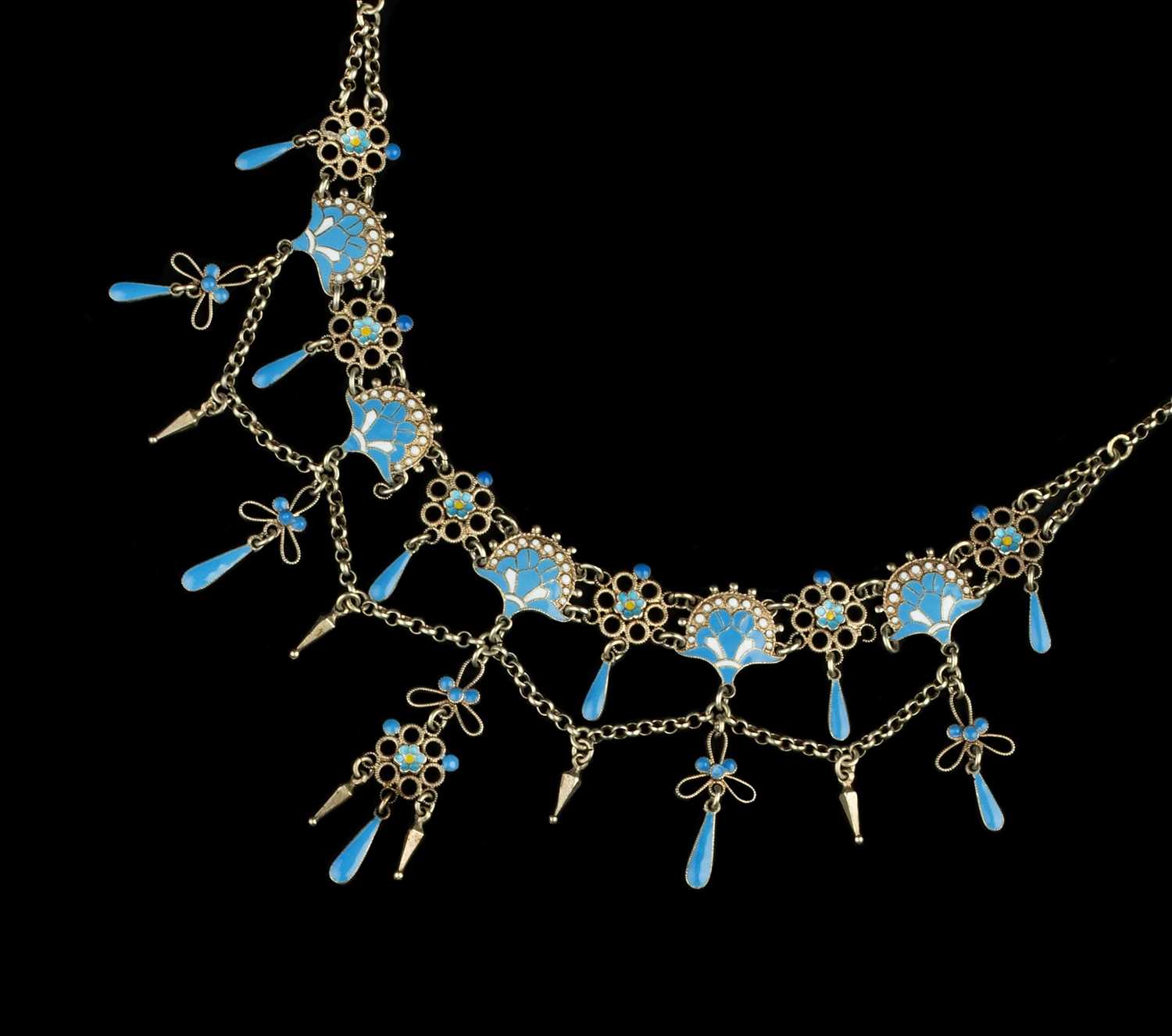 Lot 710 - Marius Hammer (1847-1927) Enamel fringe...