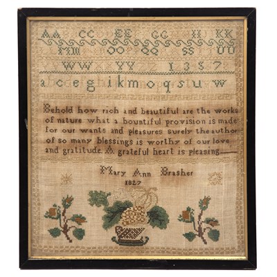 Lot 127 - A traditional child's needlework sampler...