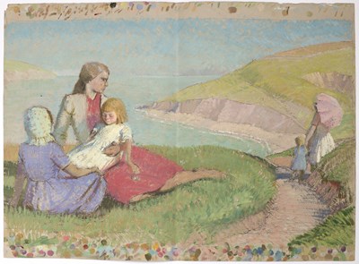 Lot 206 - Gerald Gardiner (1902-1959) Family overlooking...