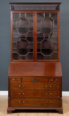 Lot 226 - A George III mahogany bureau bookcase with...