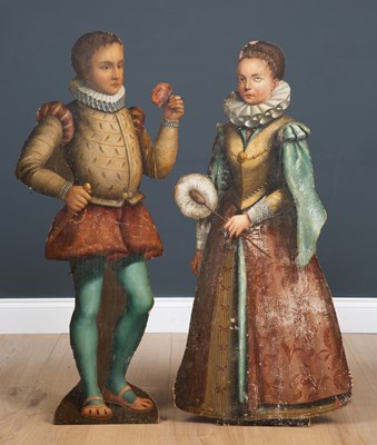 Lot 422 - A pair of 17th century dummy boards, the boy...