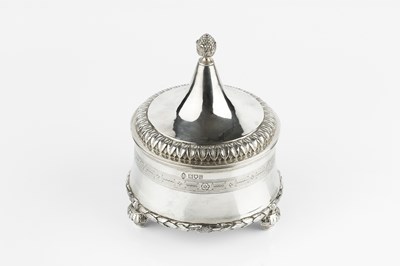 Lot 684 - A silver circular butter dish and cover, of...