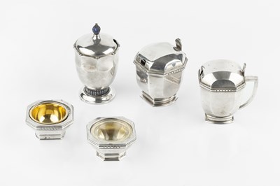 Lot 687 - A French silver four piece cruet set, of...