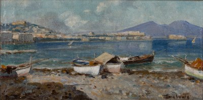 Lot 143 - 19th century Italian school A coastal bay,...