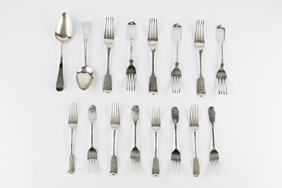 Lot 693 - A set of six Victorian silver fiddle pattern...